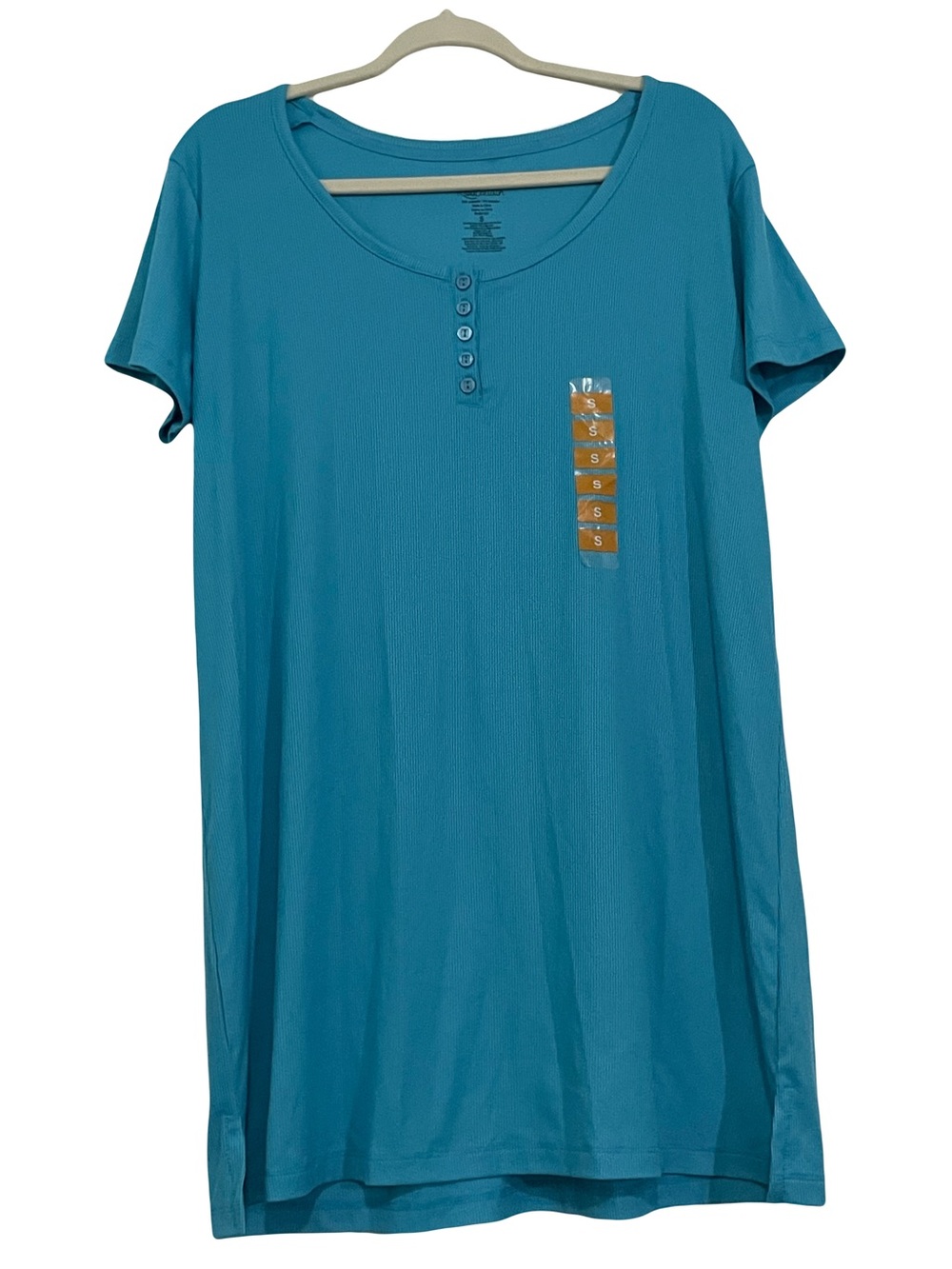 Women’s Short Sleeve Henley Nightshirt - Teal